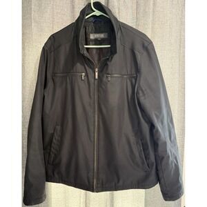Kenneth Cole Reaction Men's Black Quilted Jacket Full Zip Inside Pockets Size L